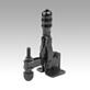 Toggle clamps, steel, black, vertical with horizontal foot and adjustable clamping spindle, Form A, small