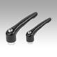 Clamping levers, zinc with internal thread, steel parts trivalent blue passivated, satin finish