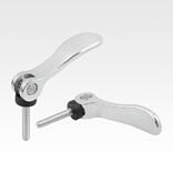 Cam levers, steel, adjustable with external thread, plastic thrust washer and steel stud