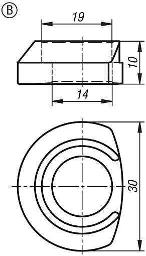 Clamping ring for flexible clamping bolt, Form B