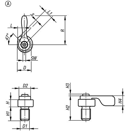 Cam clamps, steel with tension lever, Form A