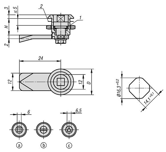 Quarter-turn locks, stainless steel