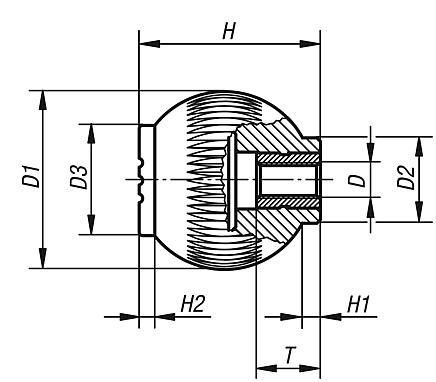 Spherical knobs with internal thread - inch