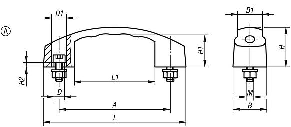 Pull handles, Form A, without cap