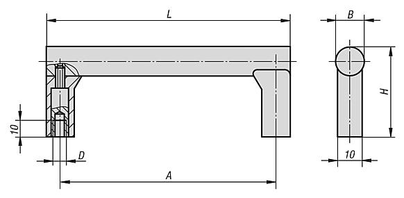 Tubular handles, aluminium with plastic grip legs