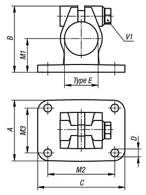 Linear actuator connector clamps, stainless steel flange