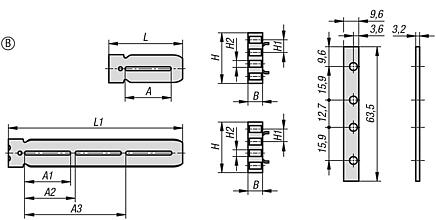 Mounting bracket, steel, for telescopic slides, Form B