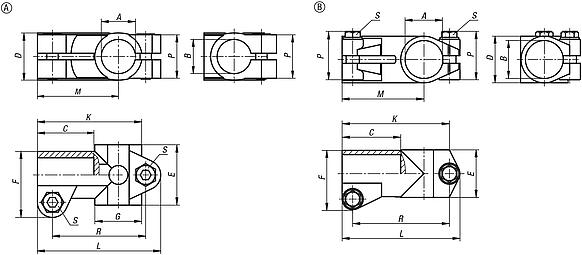 Tube clamps T-angle stainless steel