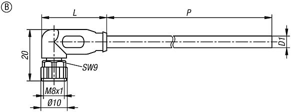 Connectors M8x1, bush with screw lock, unshielded, Form B, angled bush