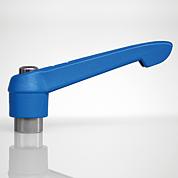 Clamping lever, adjustable, internal thread, plastic, blue